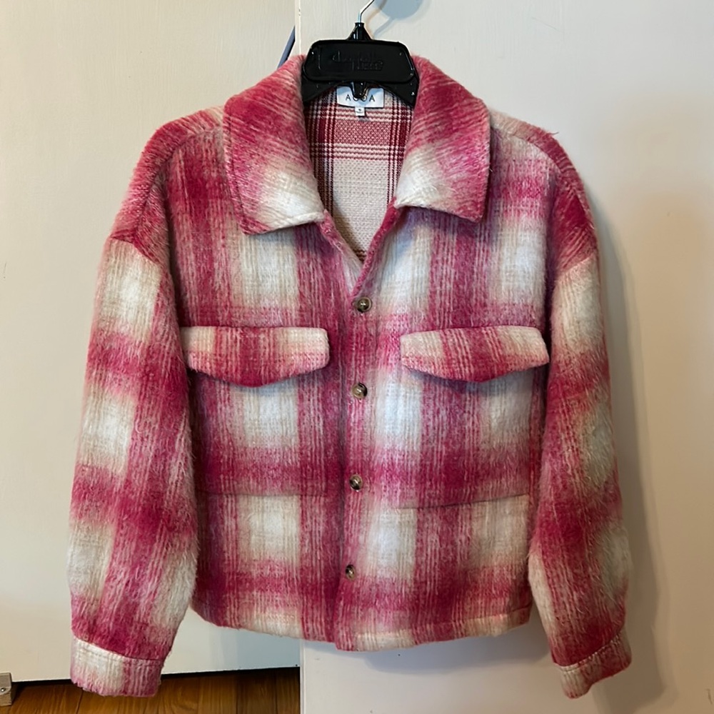 Pink and Cream Plaid Jacket/Shacket S
